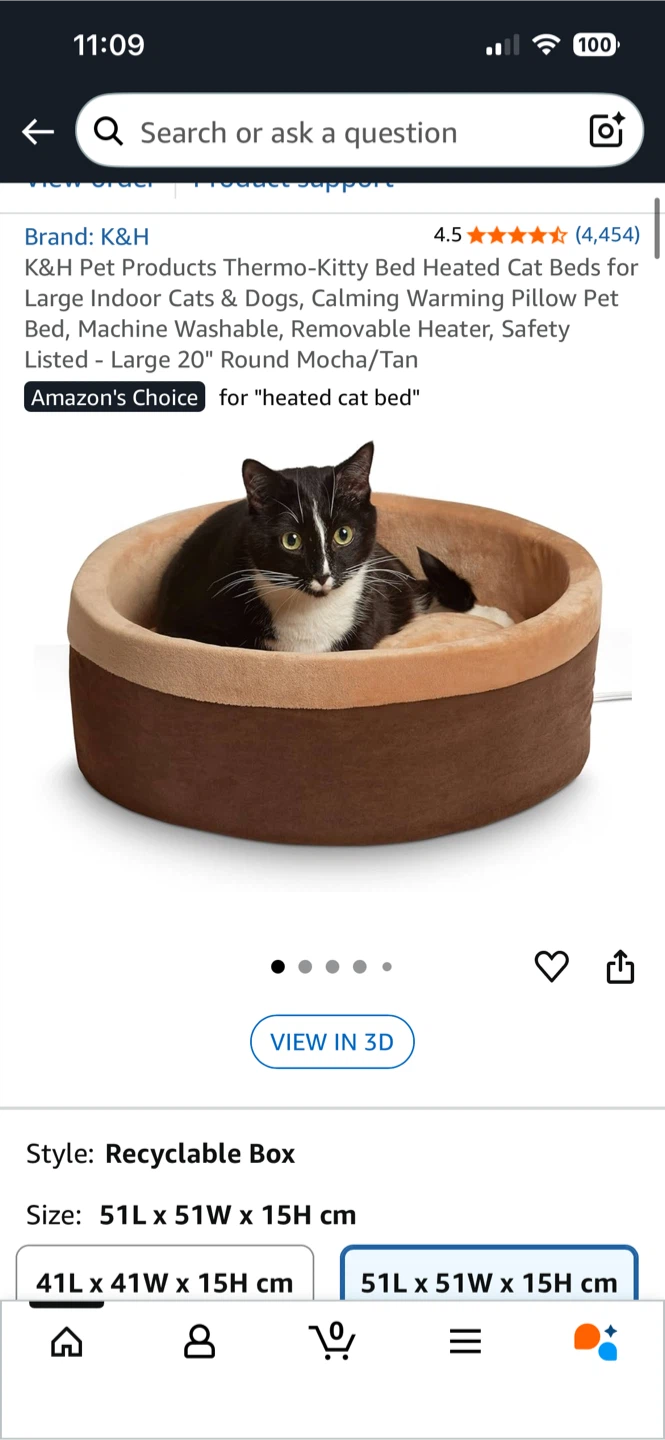 Heated cat bed