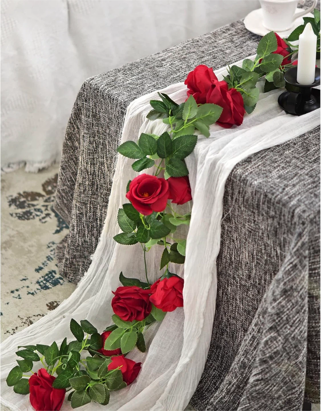 FiveSeasonStuff Artificial Red Rose Garland - New! - photo 4