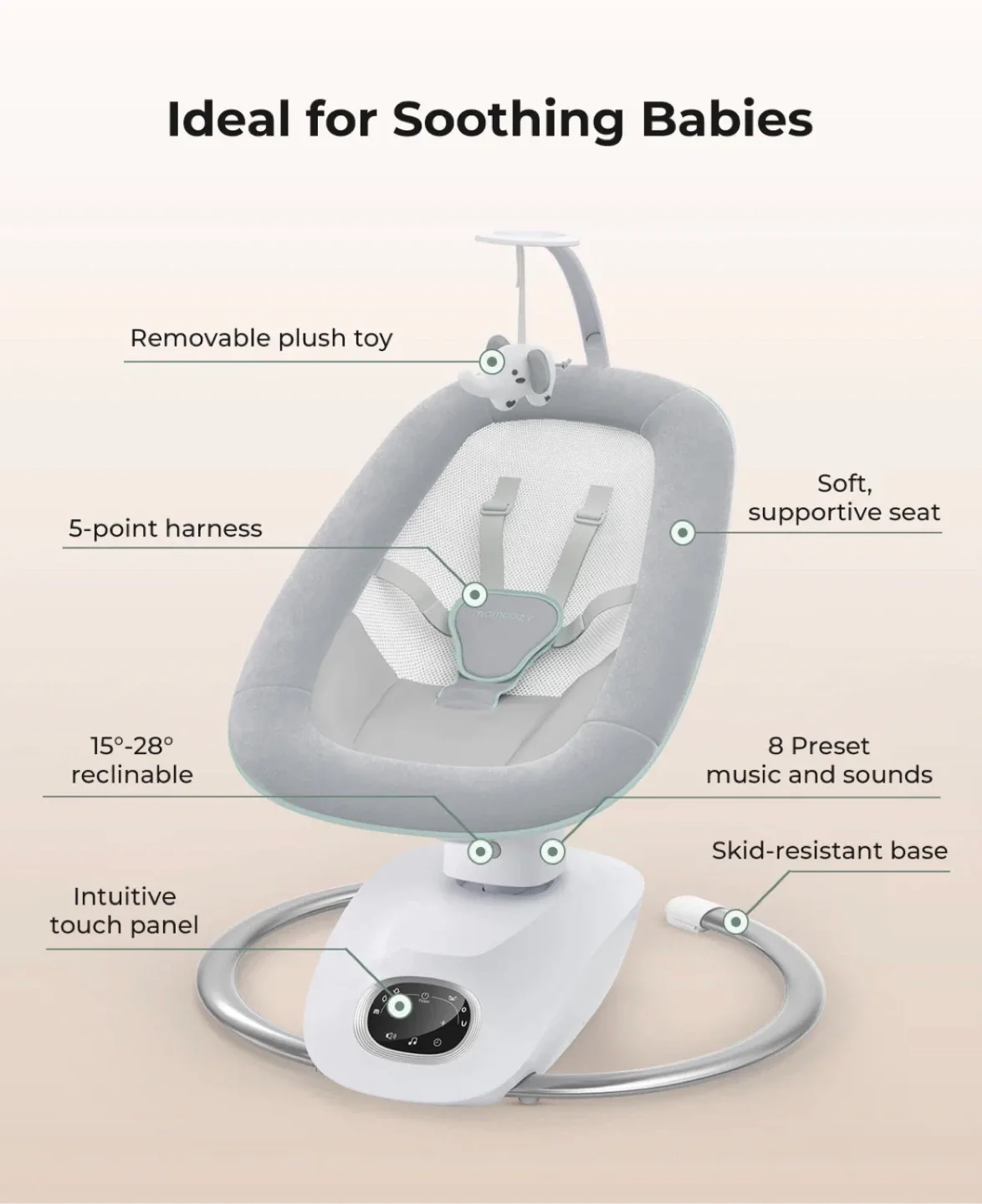 Momcozy CocoSway 3D-Motion Electric Baby Swing image indicator(2)