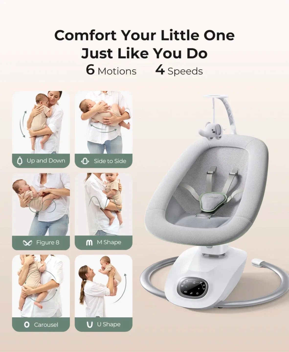 Momcozy CocoSway 3D-Motion Electric Baby Swing image indicator(3)