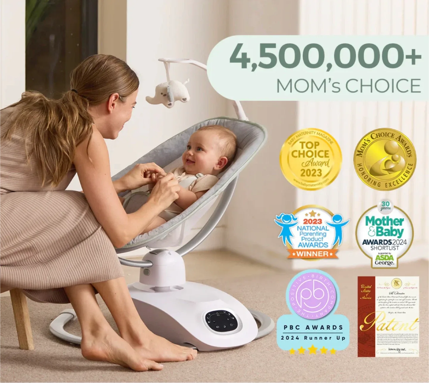 Momcozy CocoSway 3D-Motion Electric Baby Swing image indicator(4)