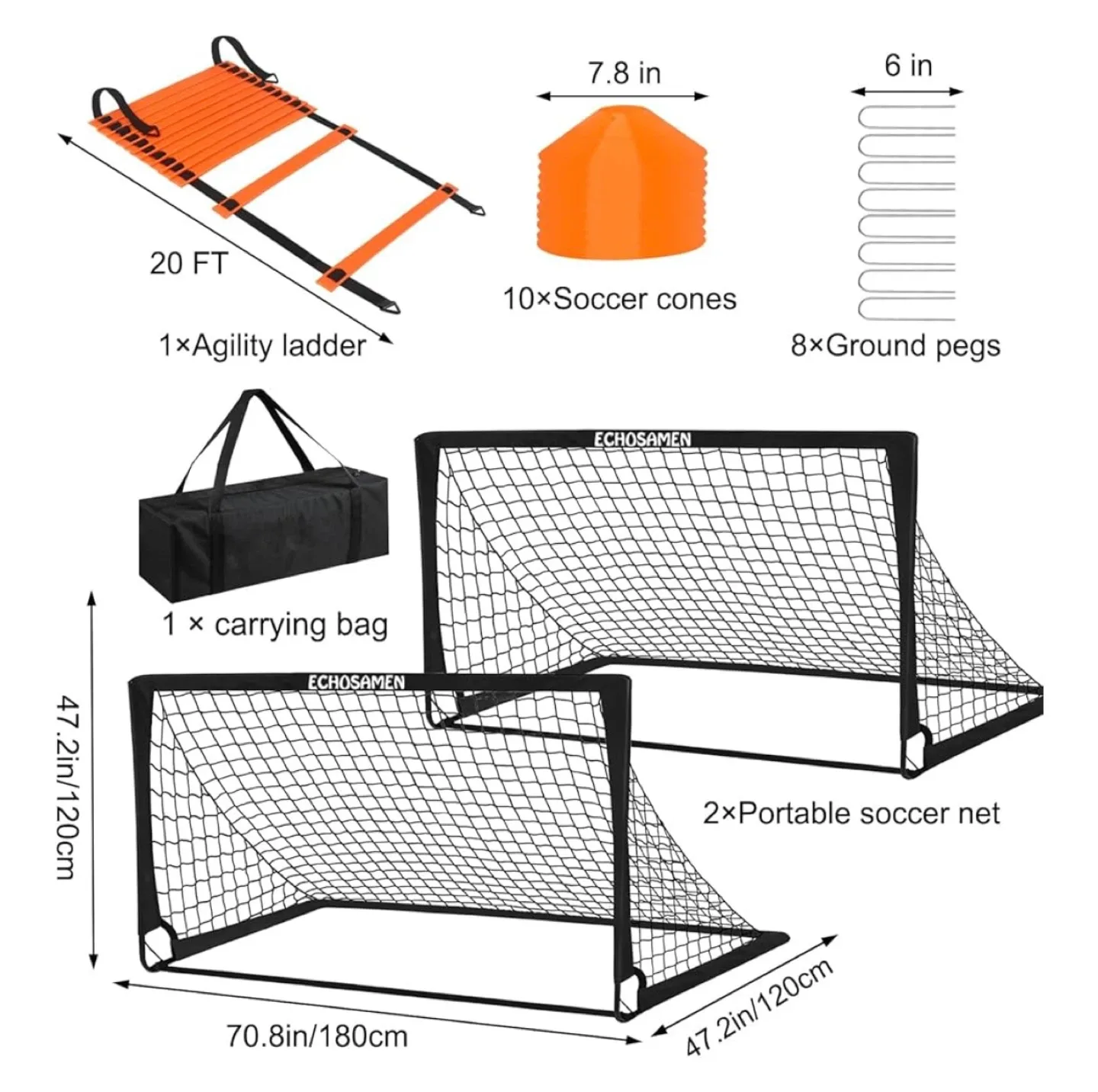 ECHOSAMEN Portable Soccer Goal Set image indicator(2)