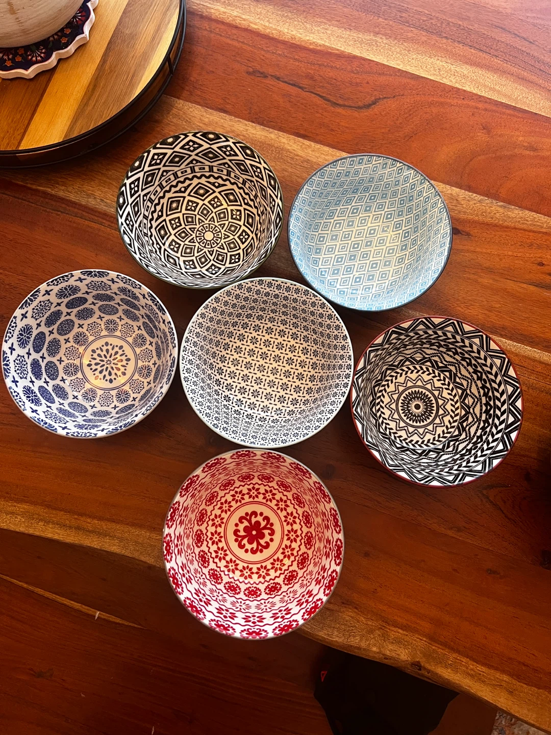 Set of 6 Patterned Decorative Bowls