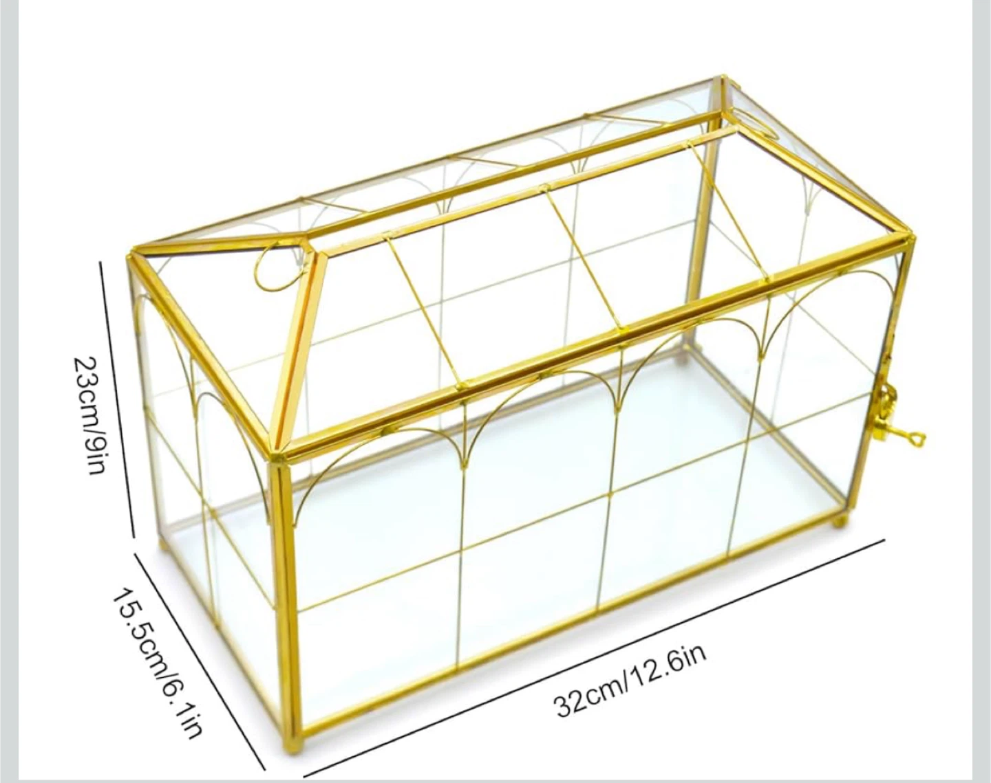 Gold Glass Terrarium Box, 12.6in - photo 2