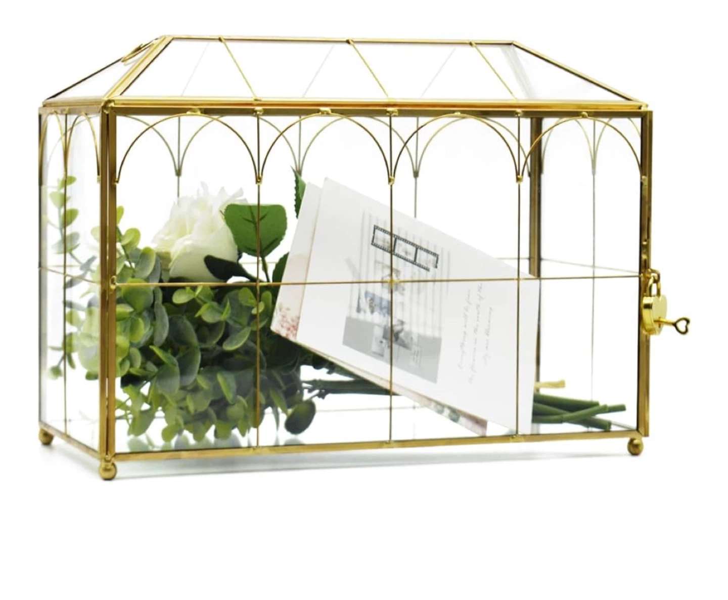 Gold Glass Terrarium Box, 12.6in