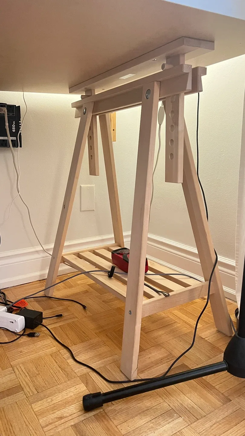 IKEA Adjustable Trestle Desk with White Top image indicator(2)