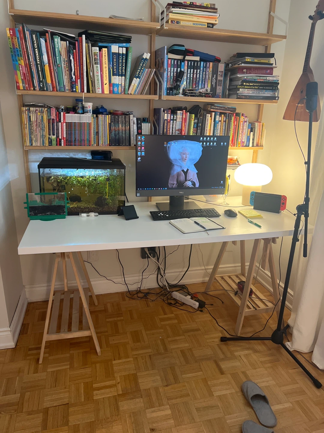 IKEA Adjustable Trestle Desk with White Top