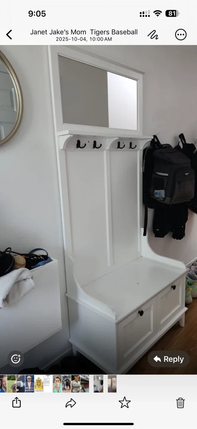 White Hall Tree with Mirror & Storage Bench