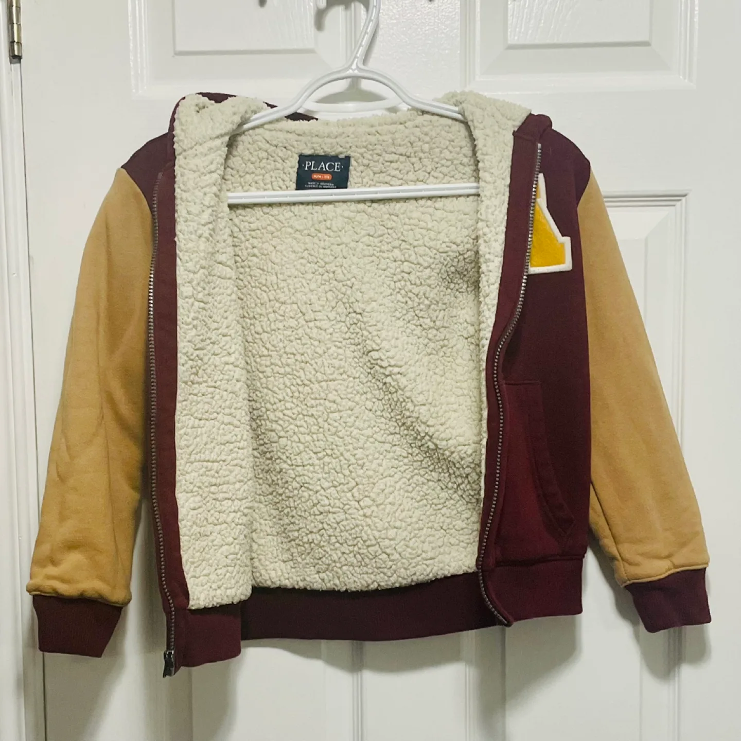 The Children’s Place Boys Varsity Sherpa-Lined Zip-Up Hoodie image indicator(4)