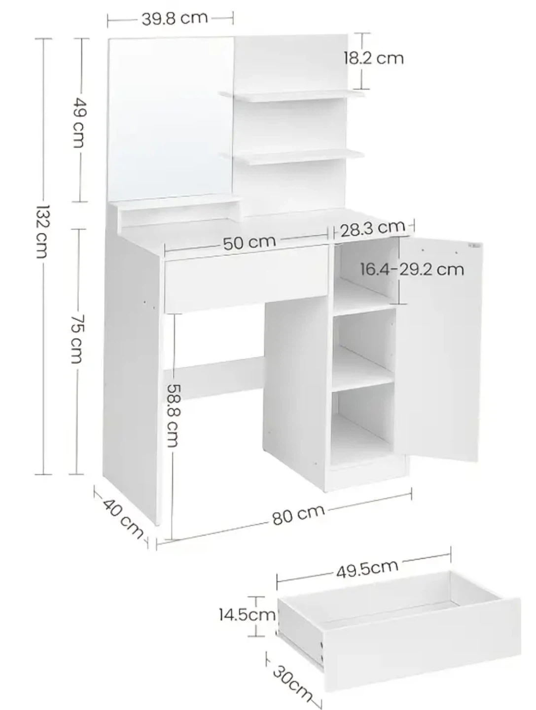 White Vanity Makeup Table with Mirror (Pls Read the Description) - photo 4