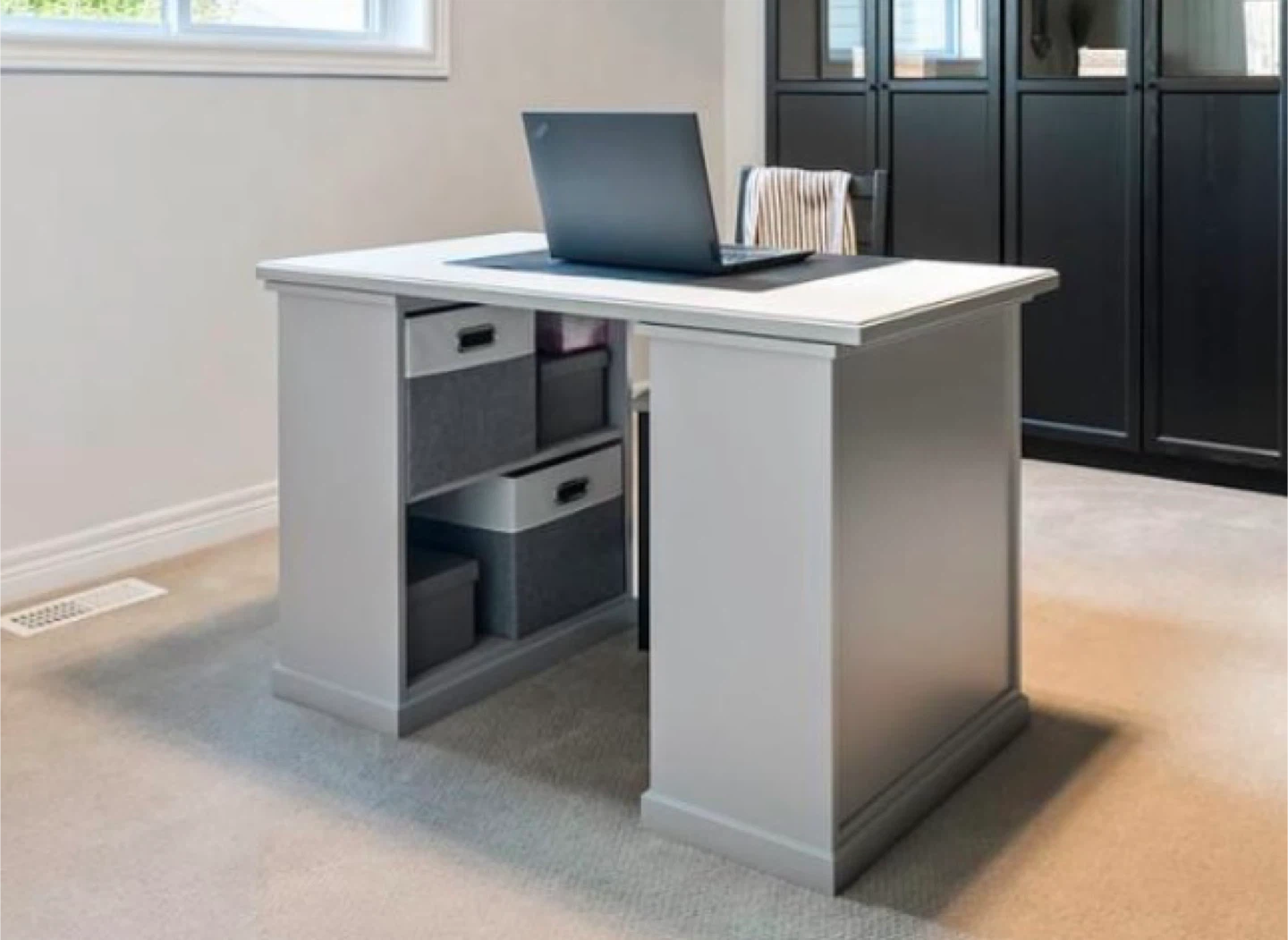 Grey Desk with Storage