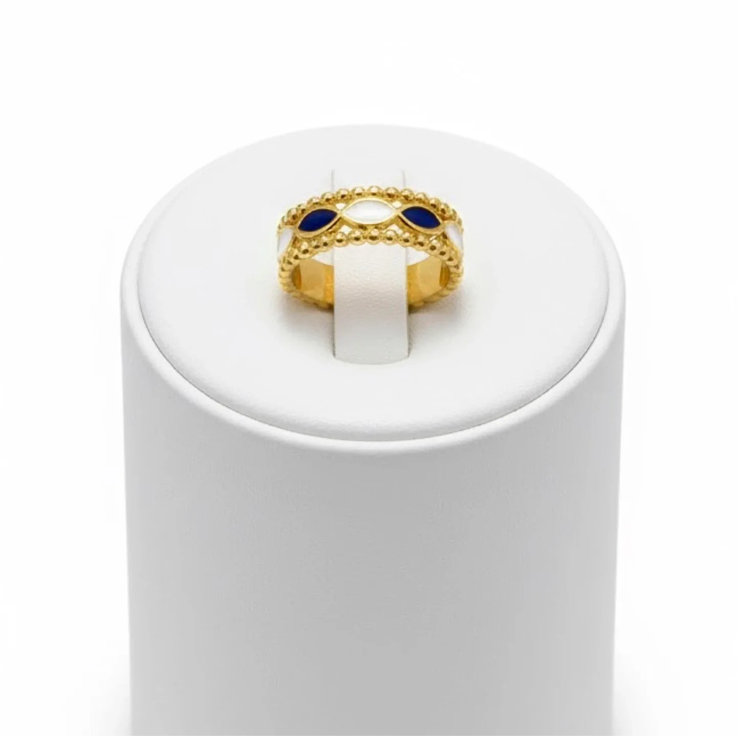 NEW 🧡 Adjustable Gold Plated Plaid Tile Mosaic Star Ring thumbnail