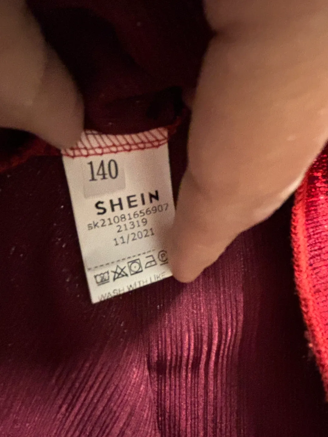 Shein Red Sparkly Dress Size 140 IS 10 kids image indicator(4)