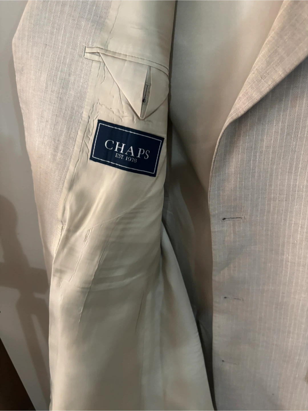 Chaps Beige Linen Blazer Size 42L - photo 3