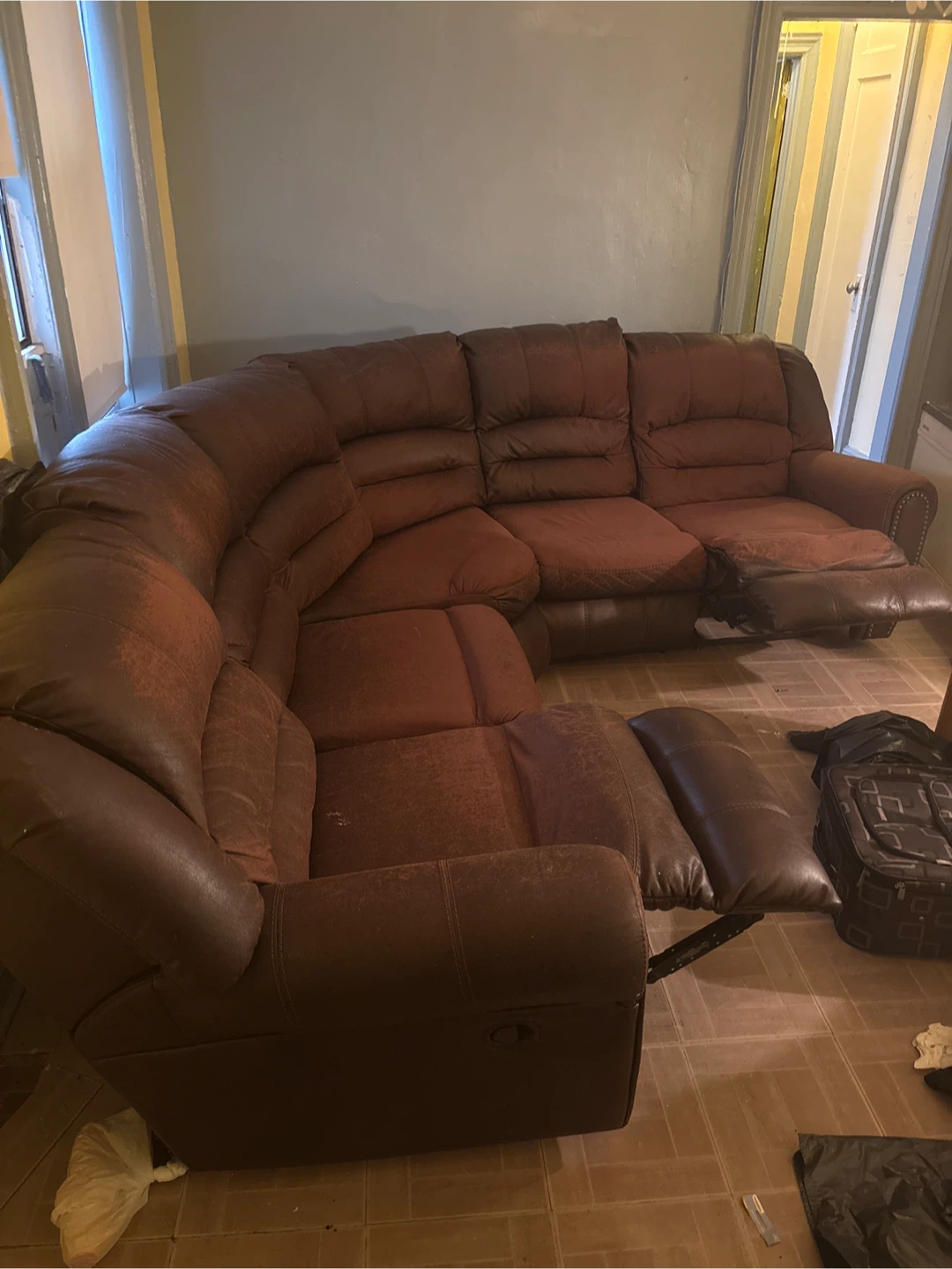 Brown Leather Sectional Sofa - photo 3