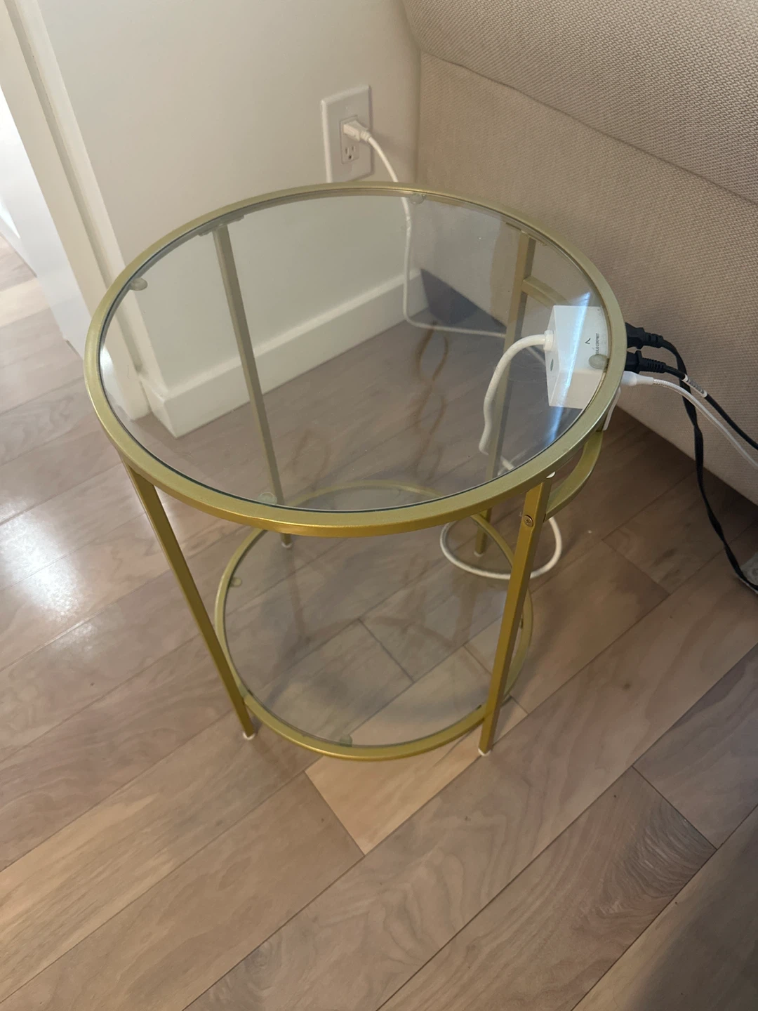 Round Glass Top Gold Accent Table - photo 2