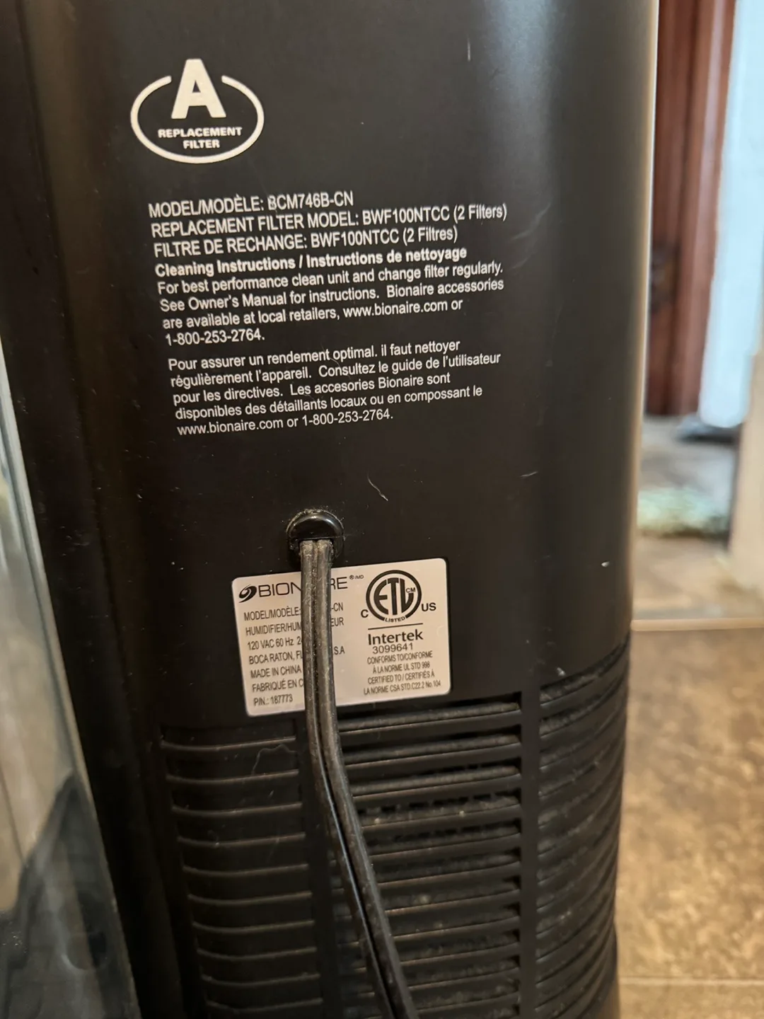 Bionaire Humidifier BCM746B-CN image indicator(4)