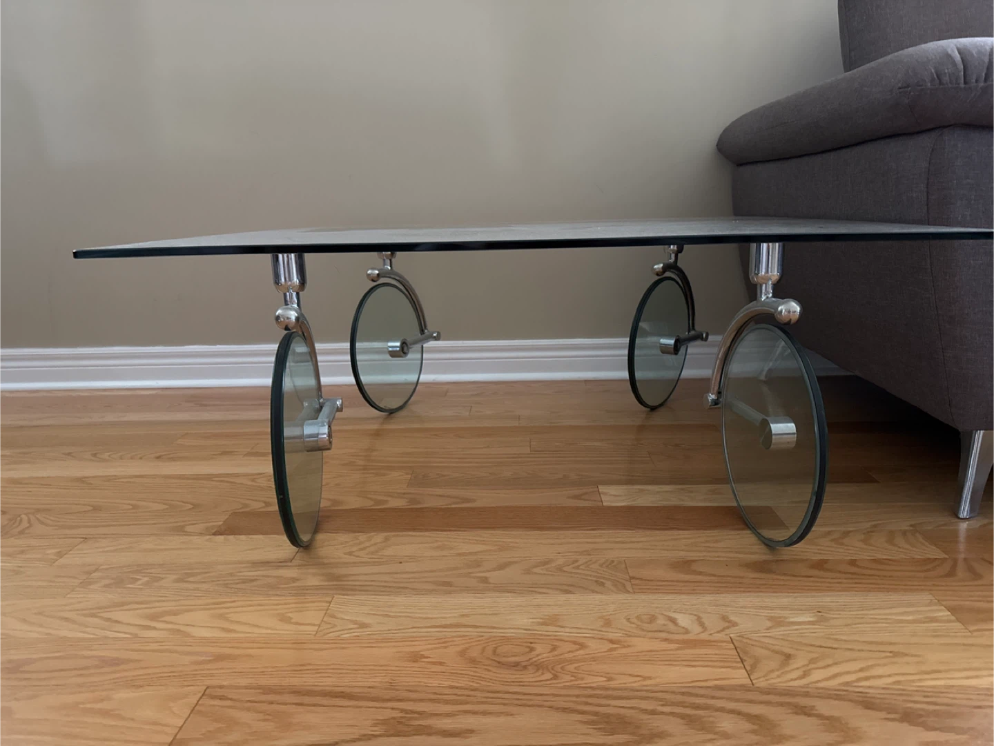 Glass Coffee Table with Wheel Design - photo 3