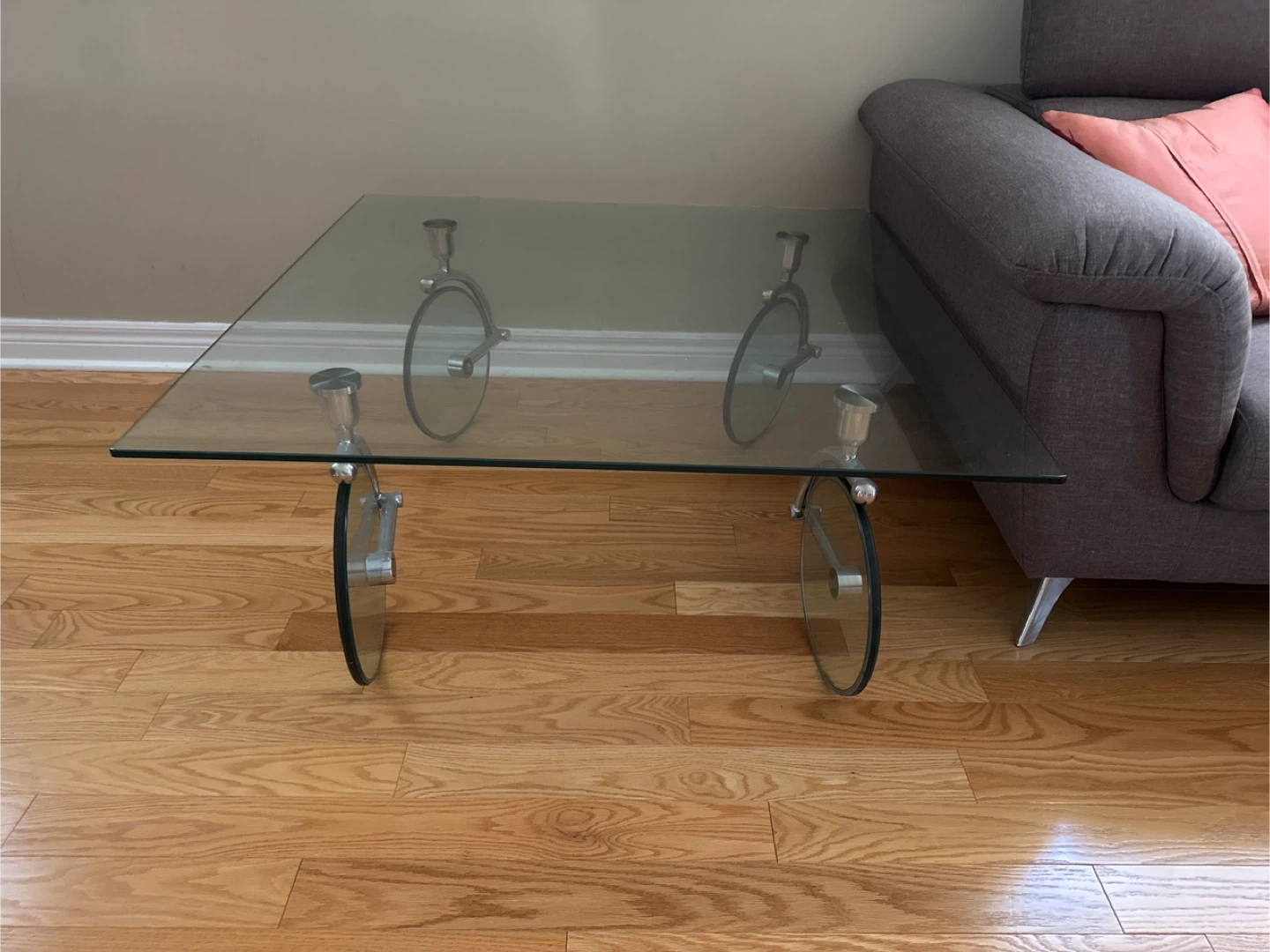 Glass Coffee Table with Wheel Design - photo 2