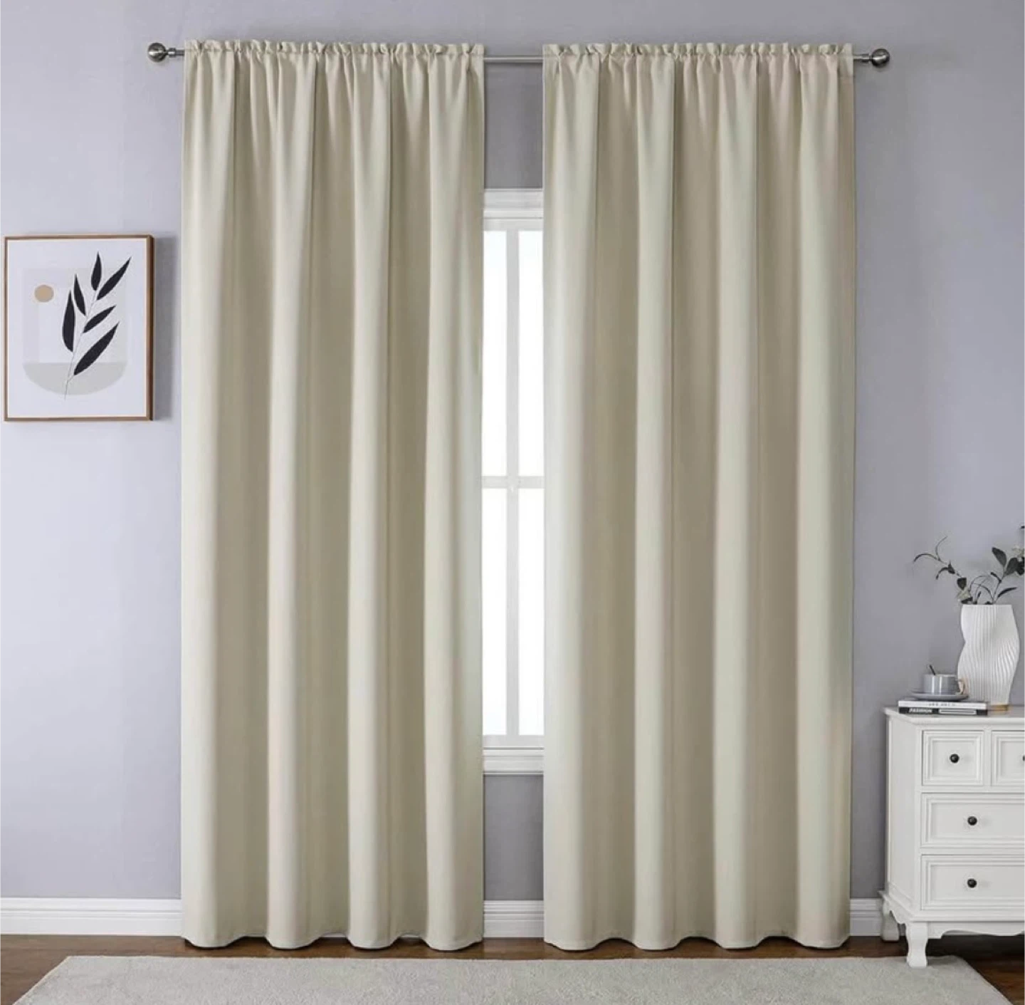 Light Beige Blackout Curtain, 52W x 95L (2 Panels)
