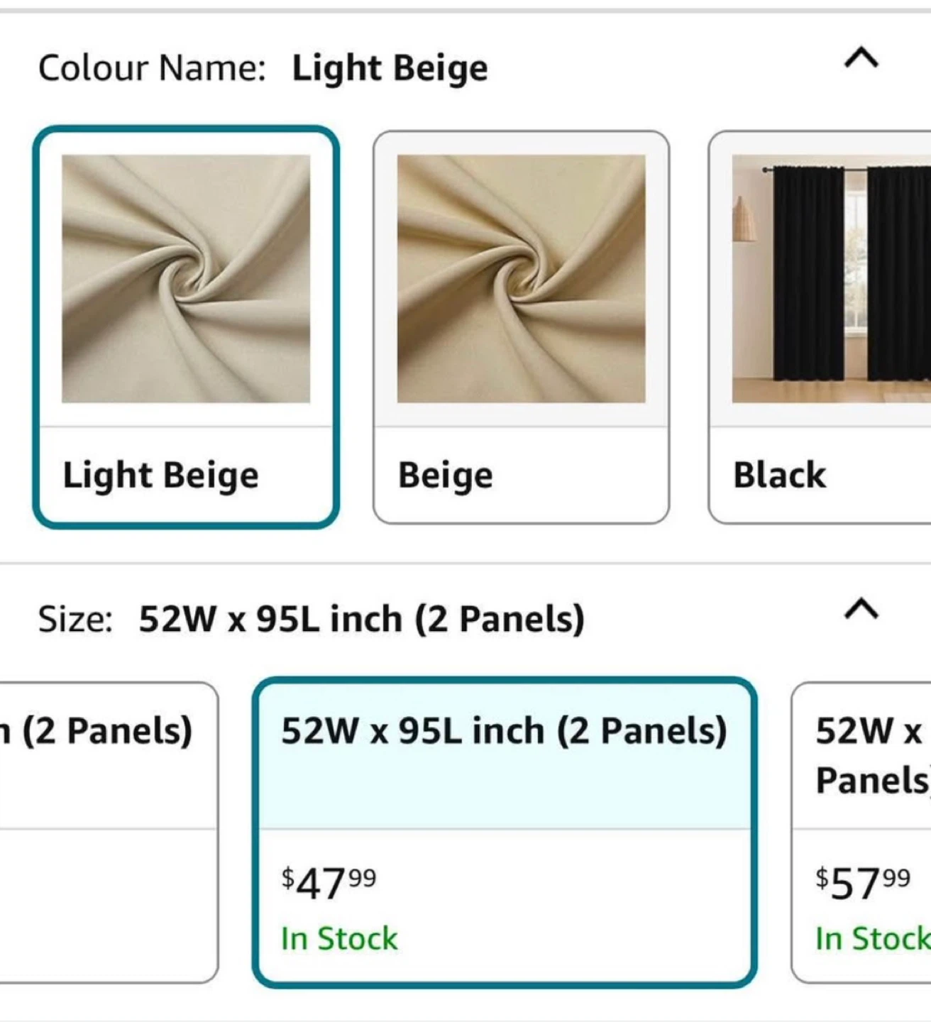 Light Beige Blackout Curtain, 52W x 95L (2 Panels) - photo 2