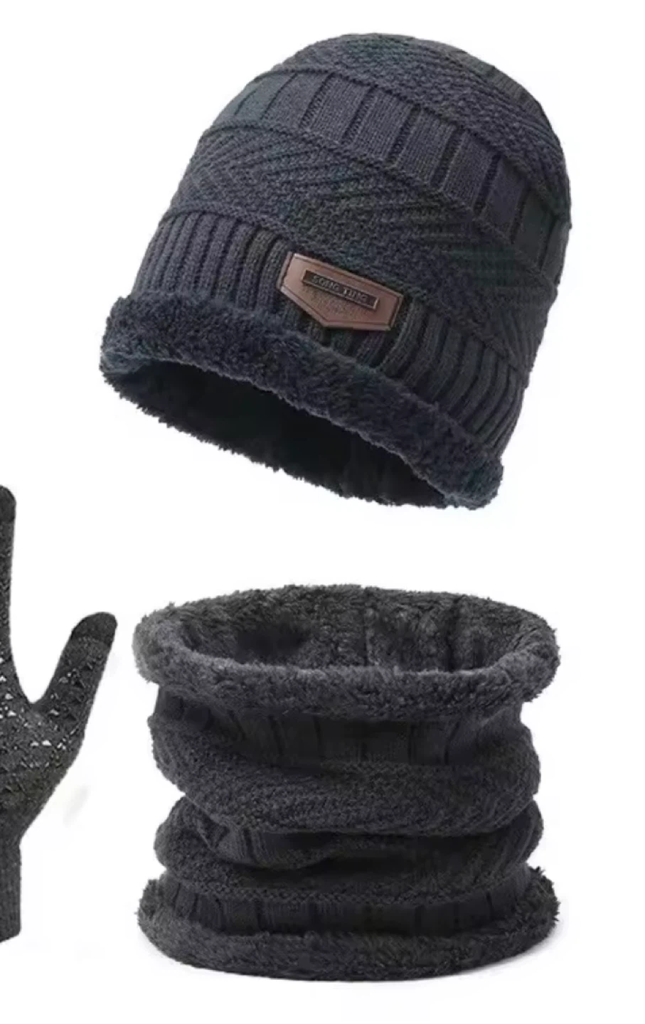 Winter Beanie, Scarf & Gloves Set - Black - photo 2