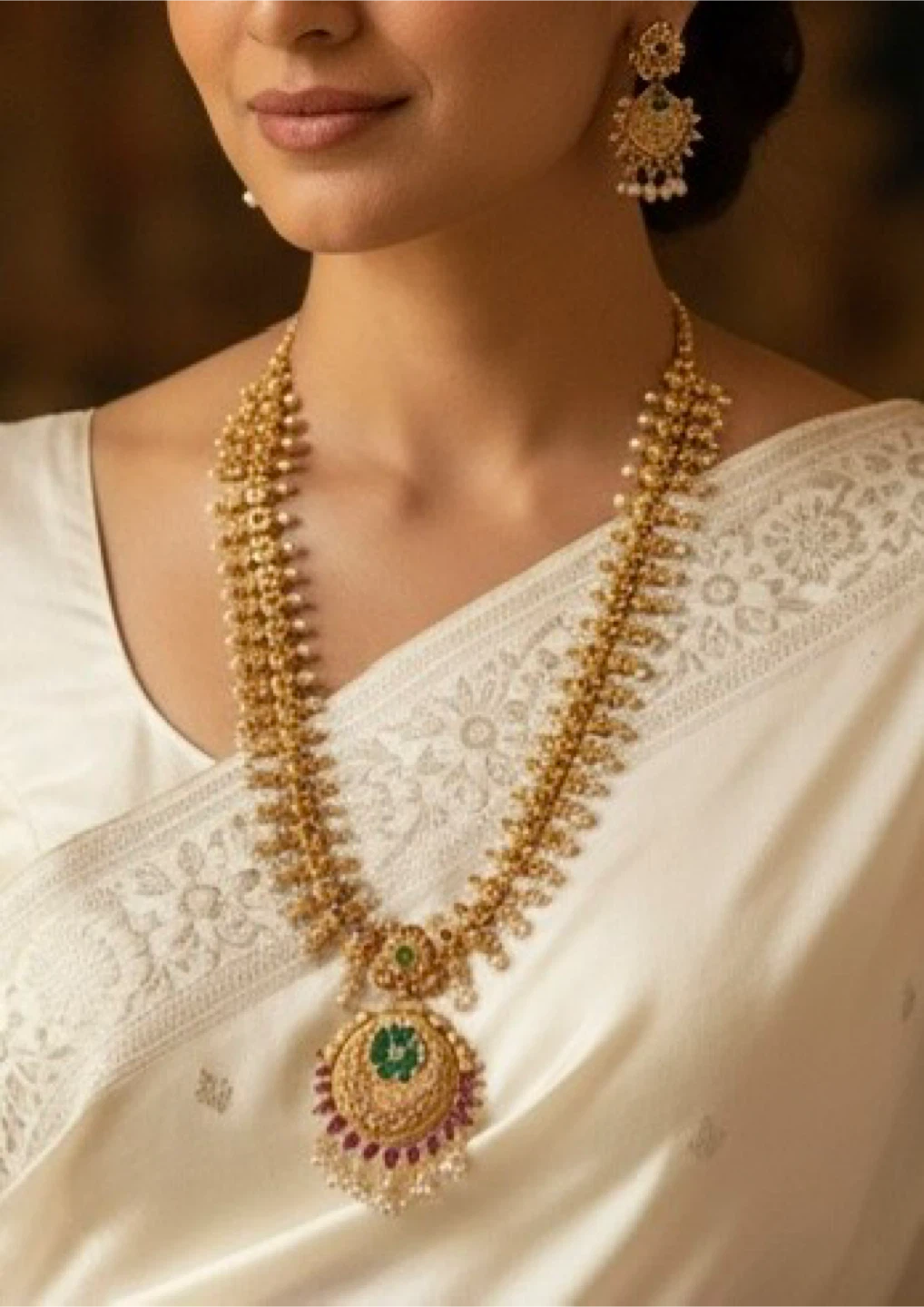 Gold Indian Necklace & Earring Set