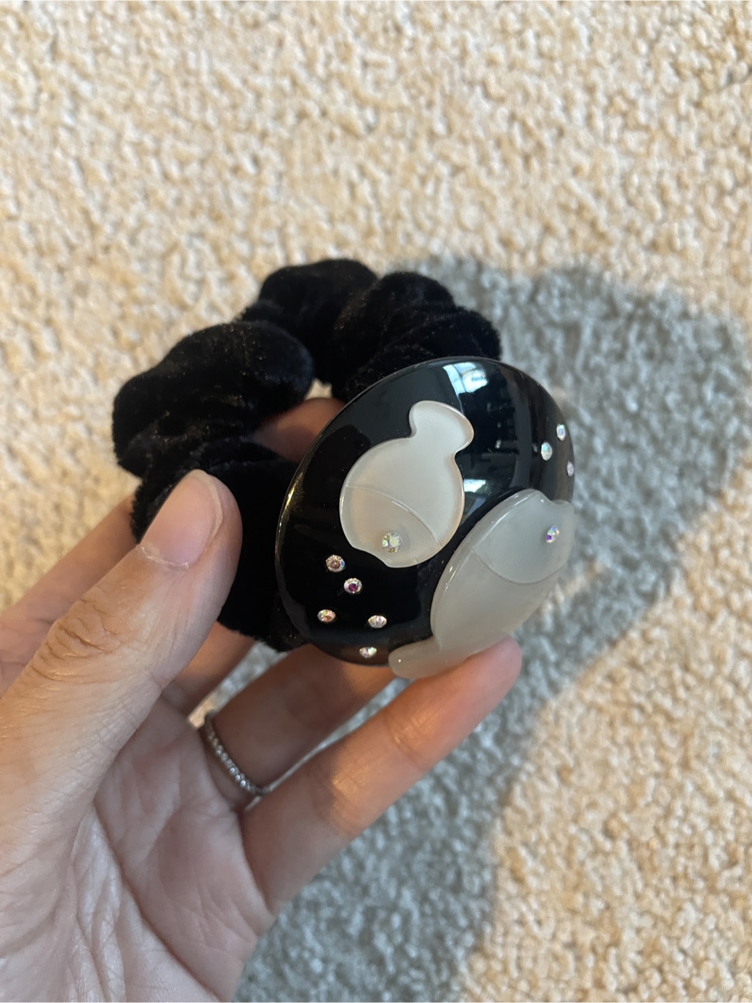 Black Hair Scrunchie with Fish Design