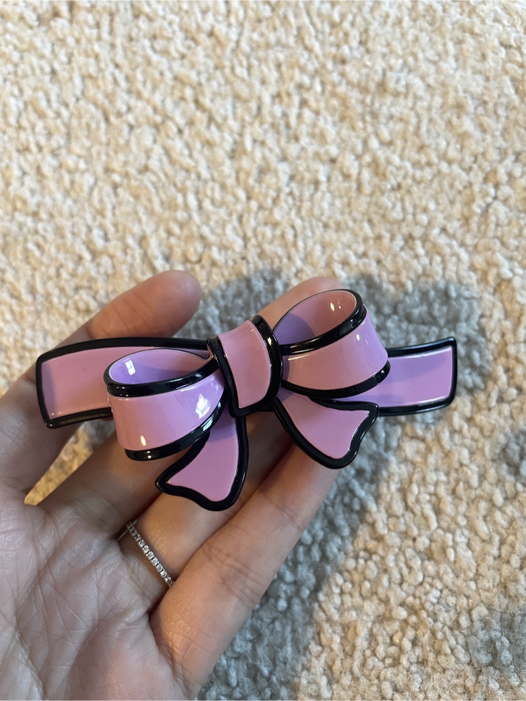 Clip Paris Bow Hair Clip - Pink & Black