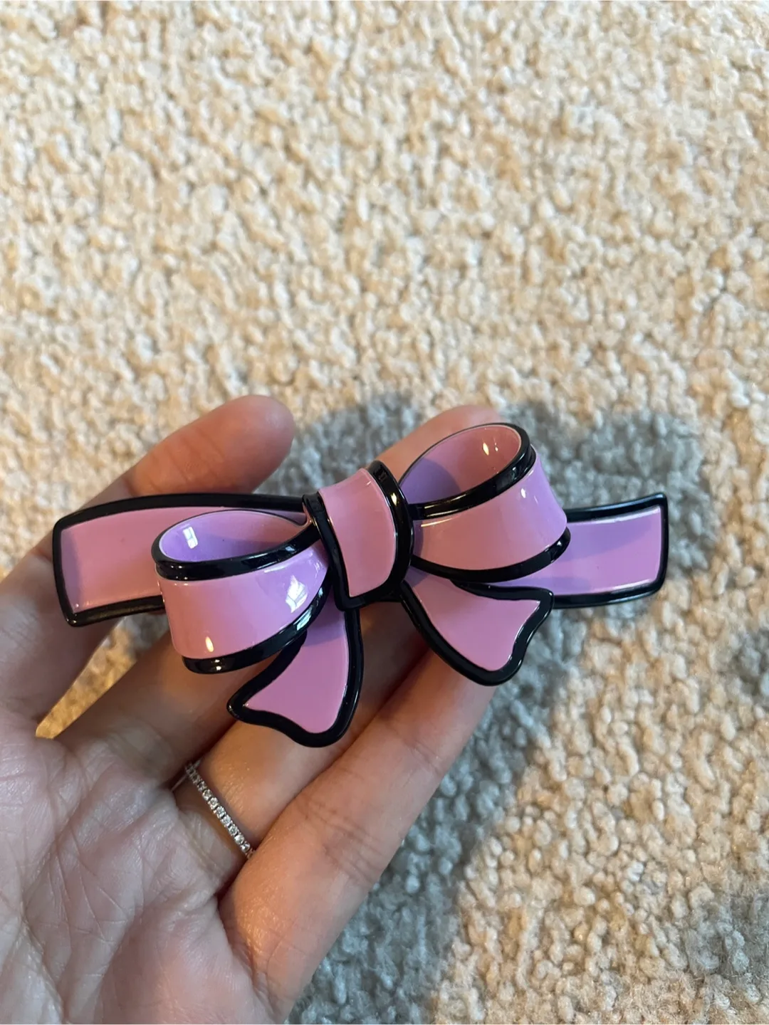 Clip Paris Bow Hair Clip - Pink & Black thumbnail