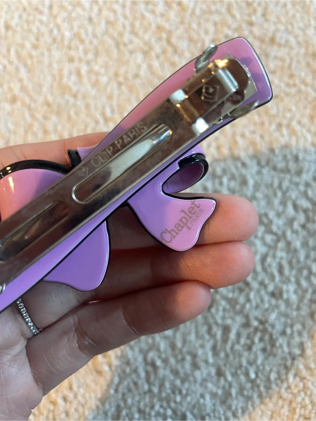 Clip Paris Bow Hair Clip - Pink & Black image indicator(3)