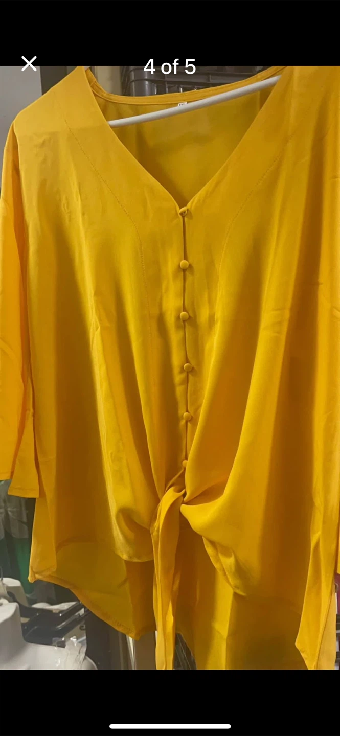 Yellow Boho Tie-Front Blouse - Size XXL - photo 4