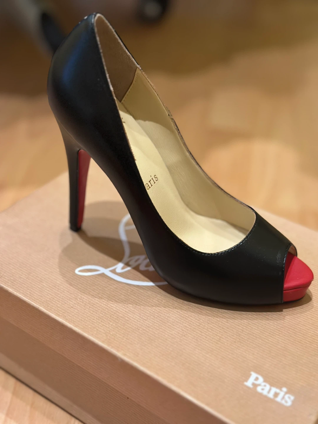 Christian Louboutin Vintage Black Leather Heels Size 38 NEW