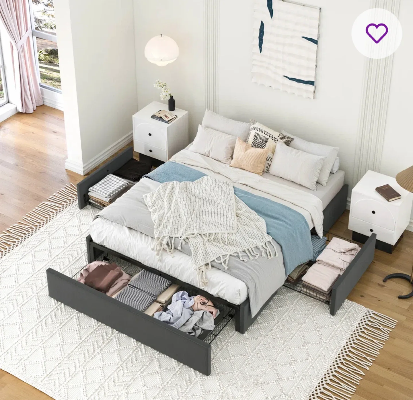 Free Delivery up to 20km - Queen Size Bed with Storage Drawers image indicator(2)