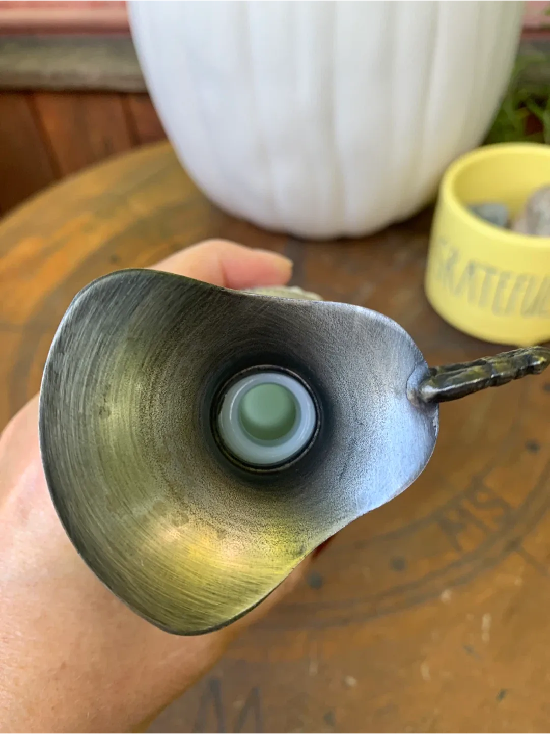 Vintage Milk Glass Pitcher with Metal Handle image indicator(5)