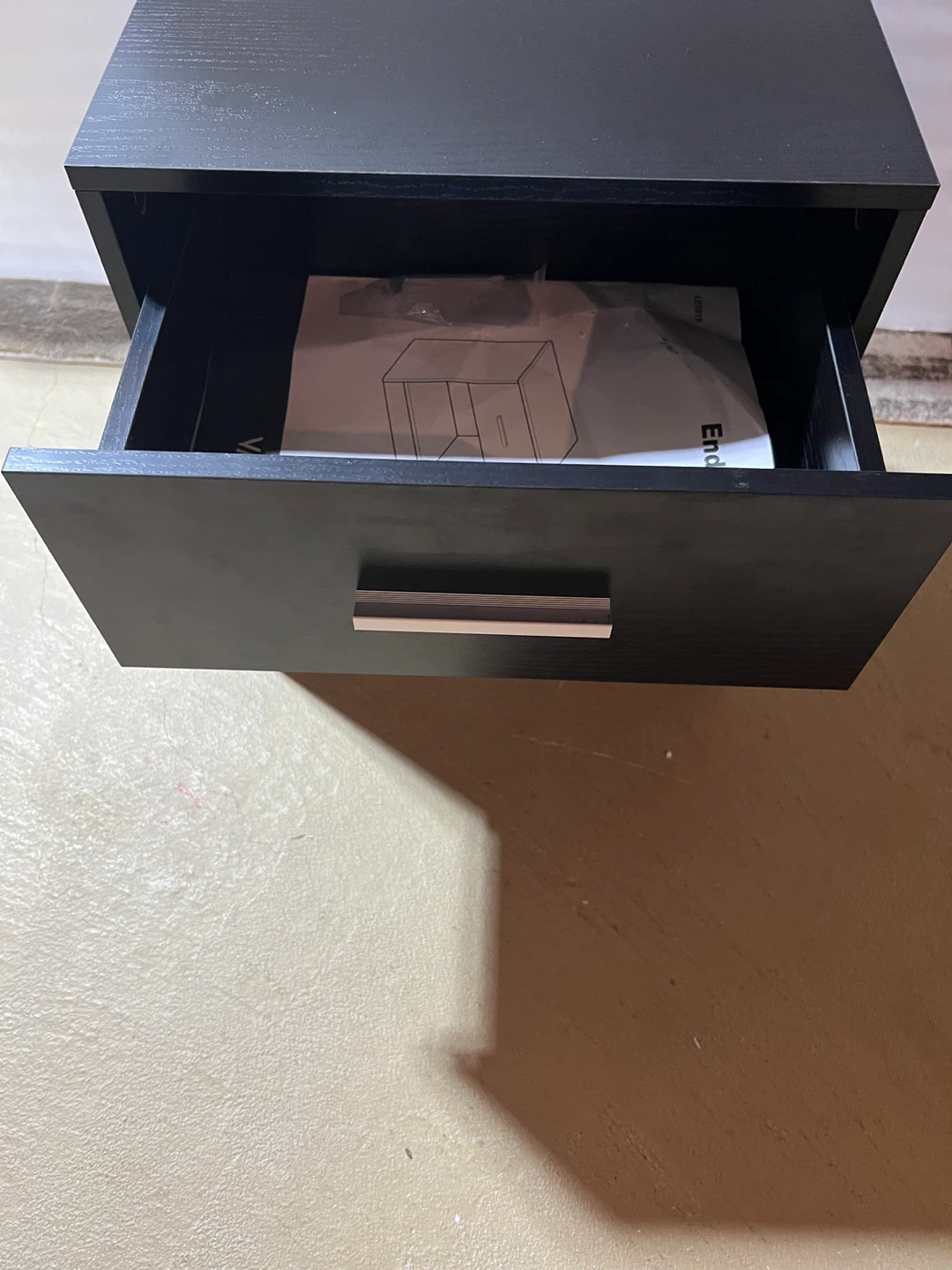 Black Mini Nightstand with Drawer - photo 3