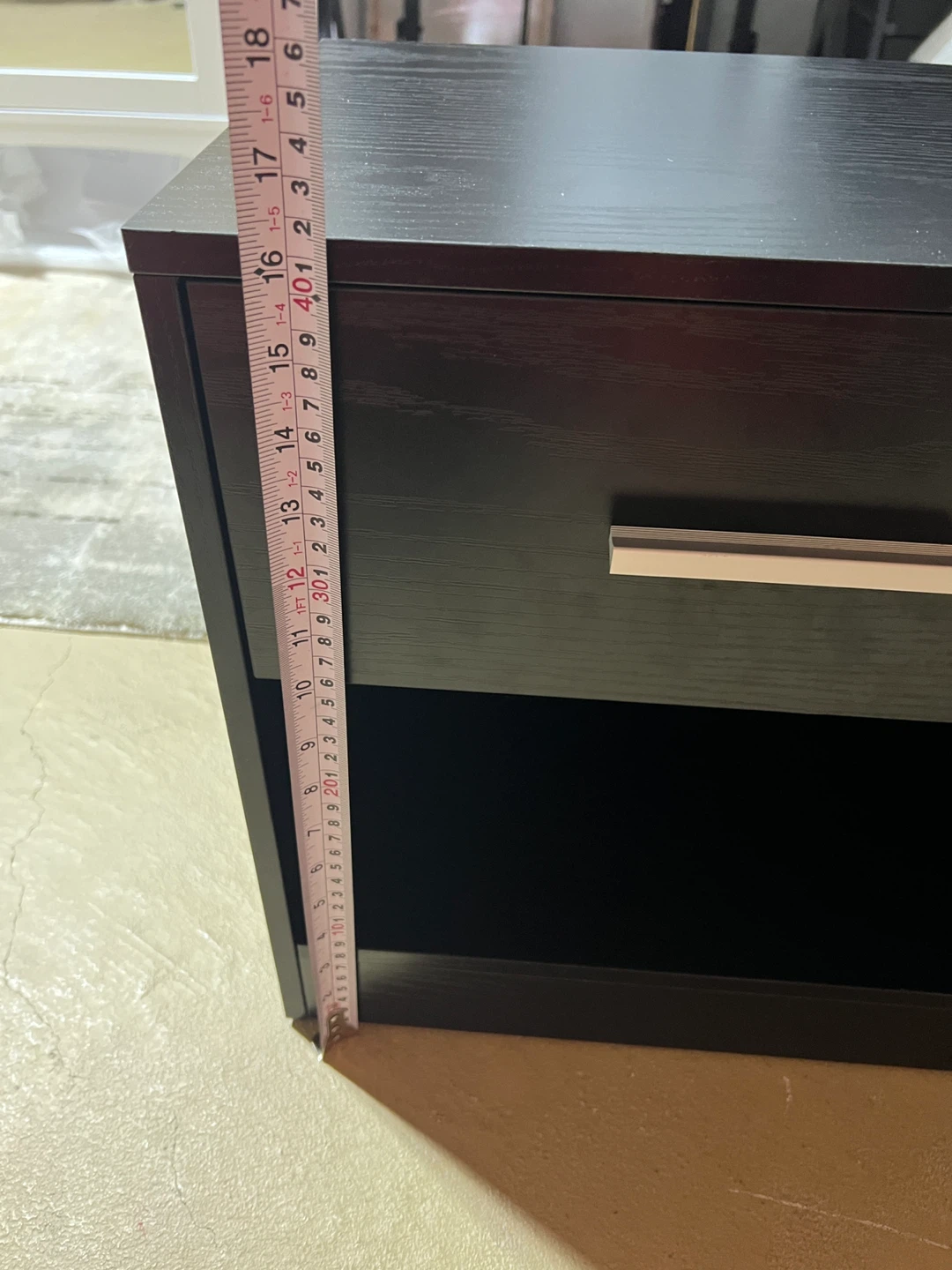 Black Mini Nightstand with Drawer - photo 4