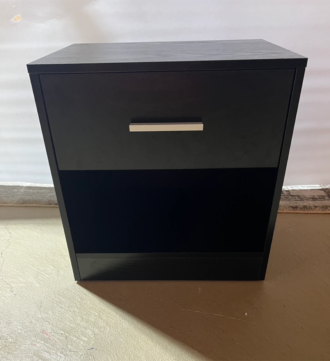 Black Mini Nightstand with Drawer