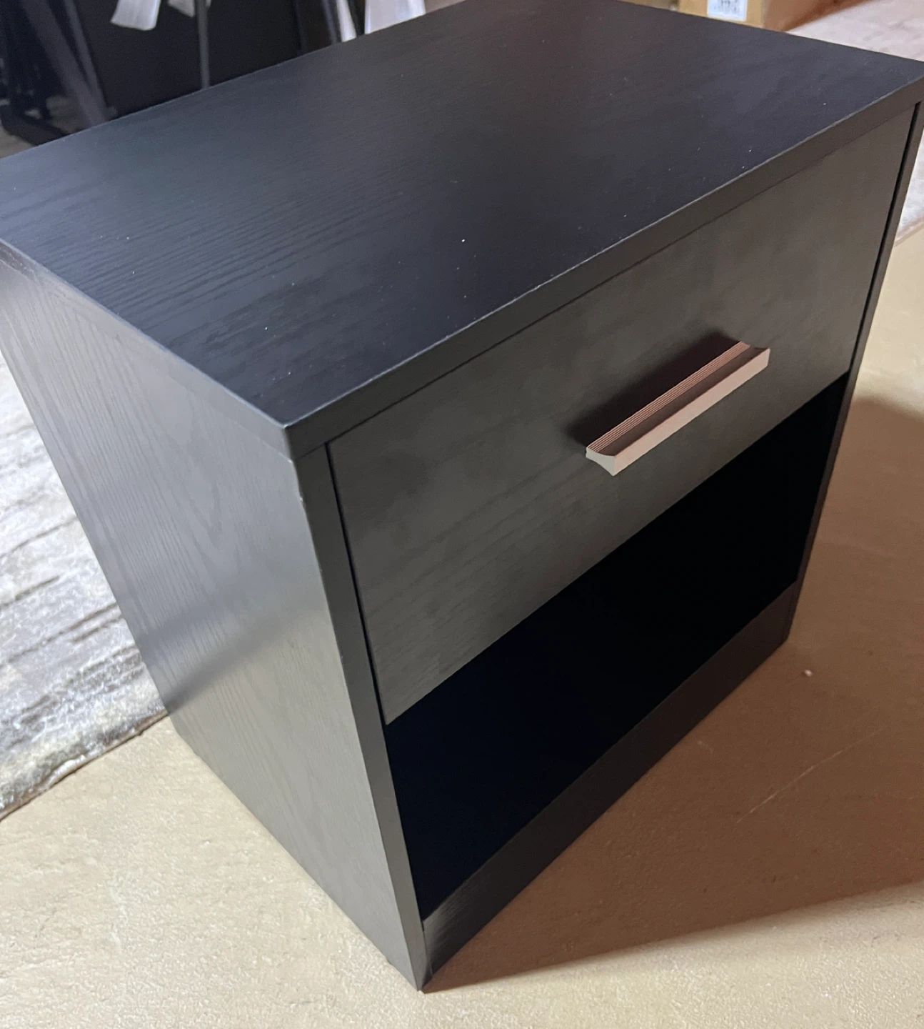 Black Mini Nightstand with Drawer - photo 2