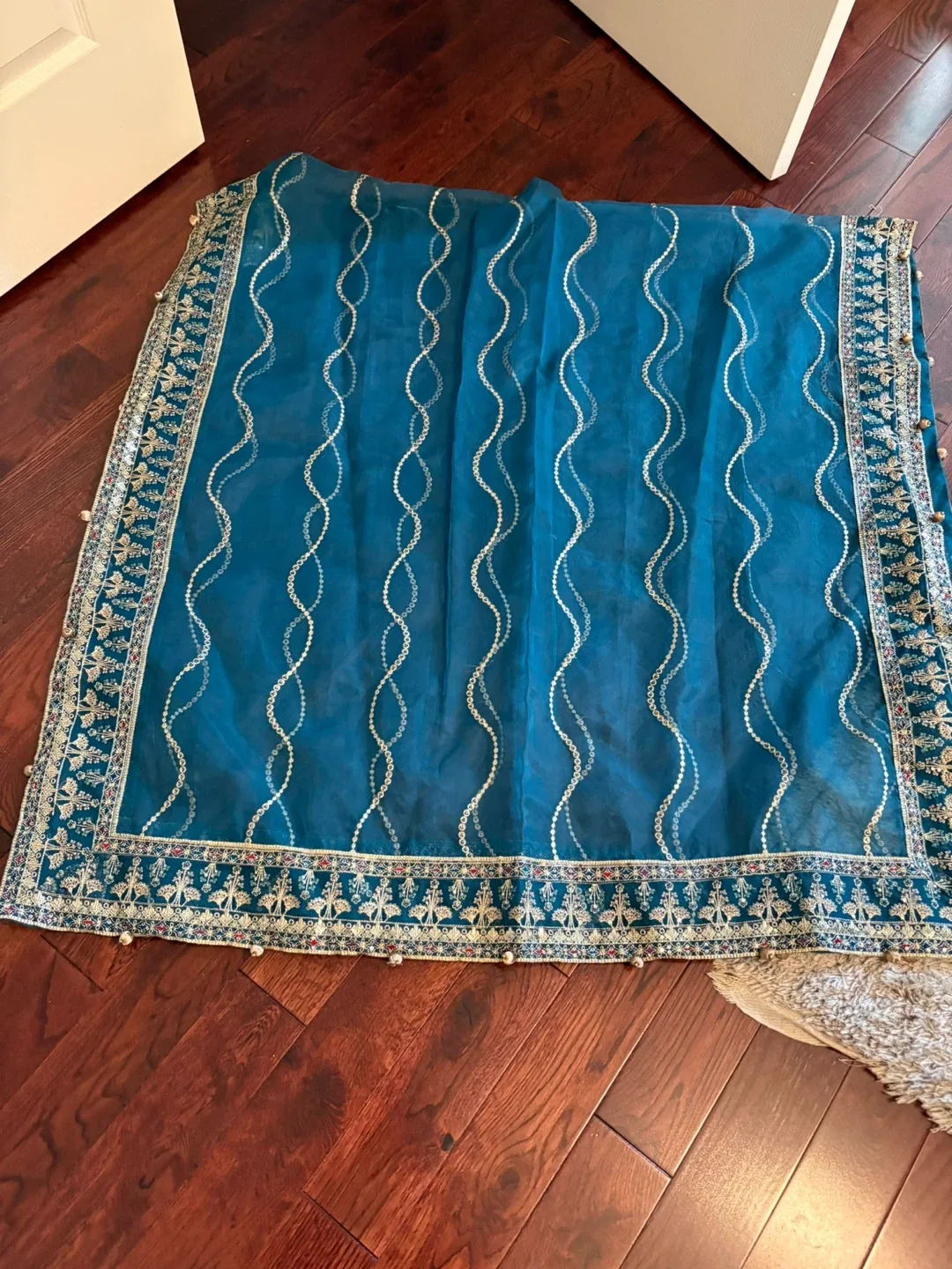 Teal Embroidered Pakistani Suit image indicator(3)