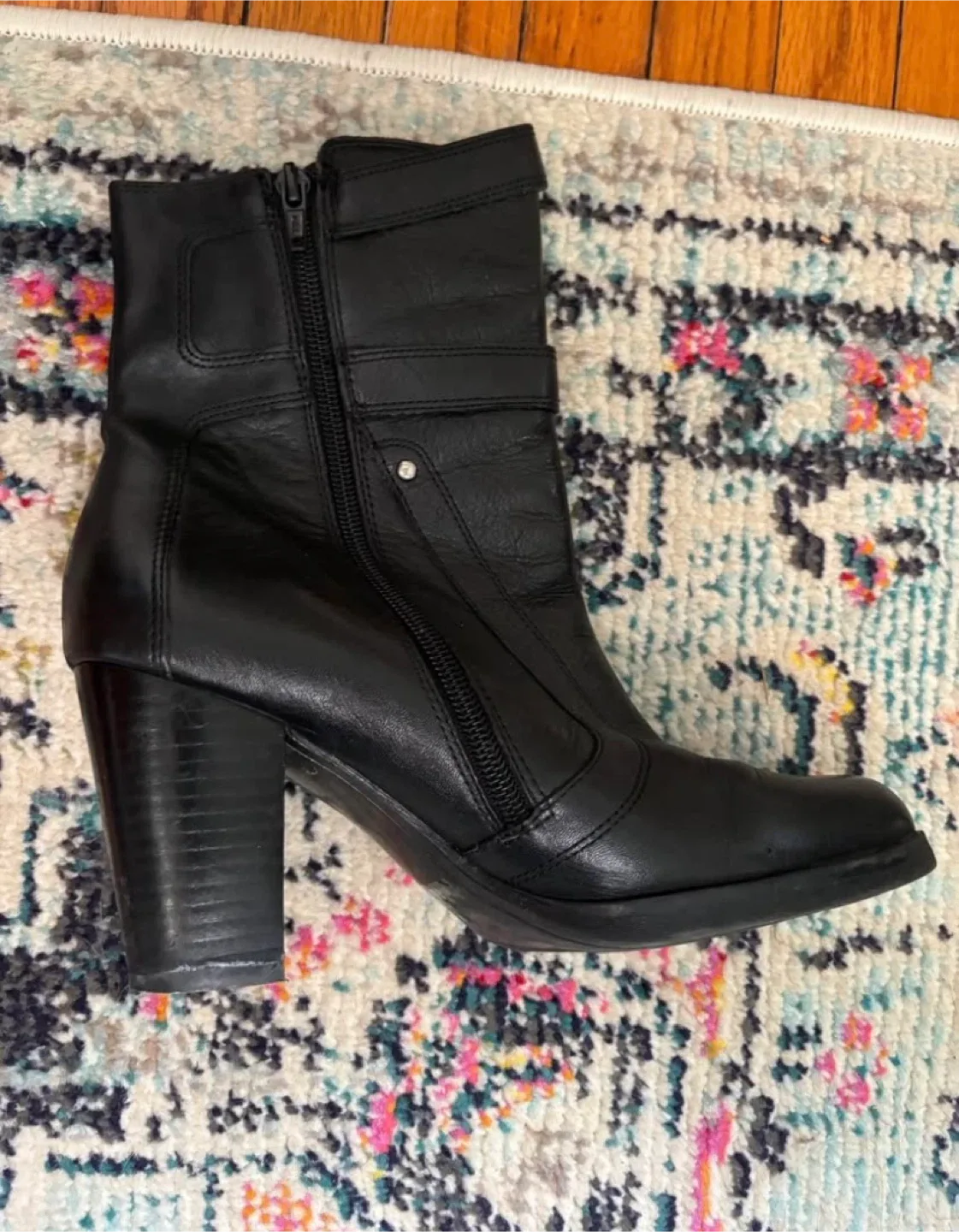 Black Leather Ankle Boots - Size 8 image indicator(3)