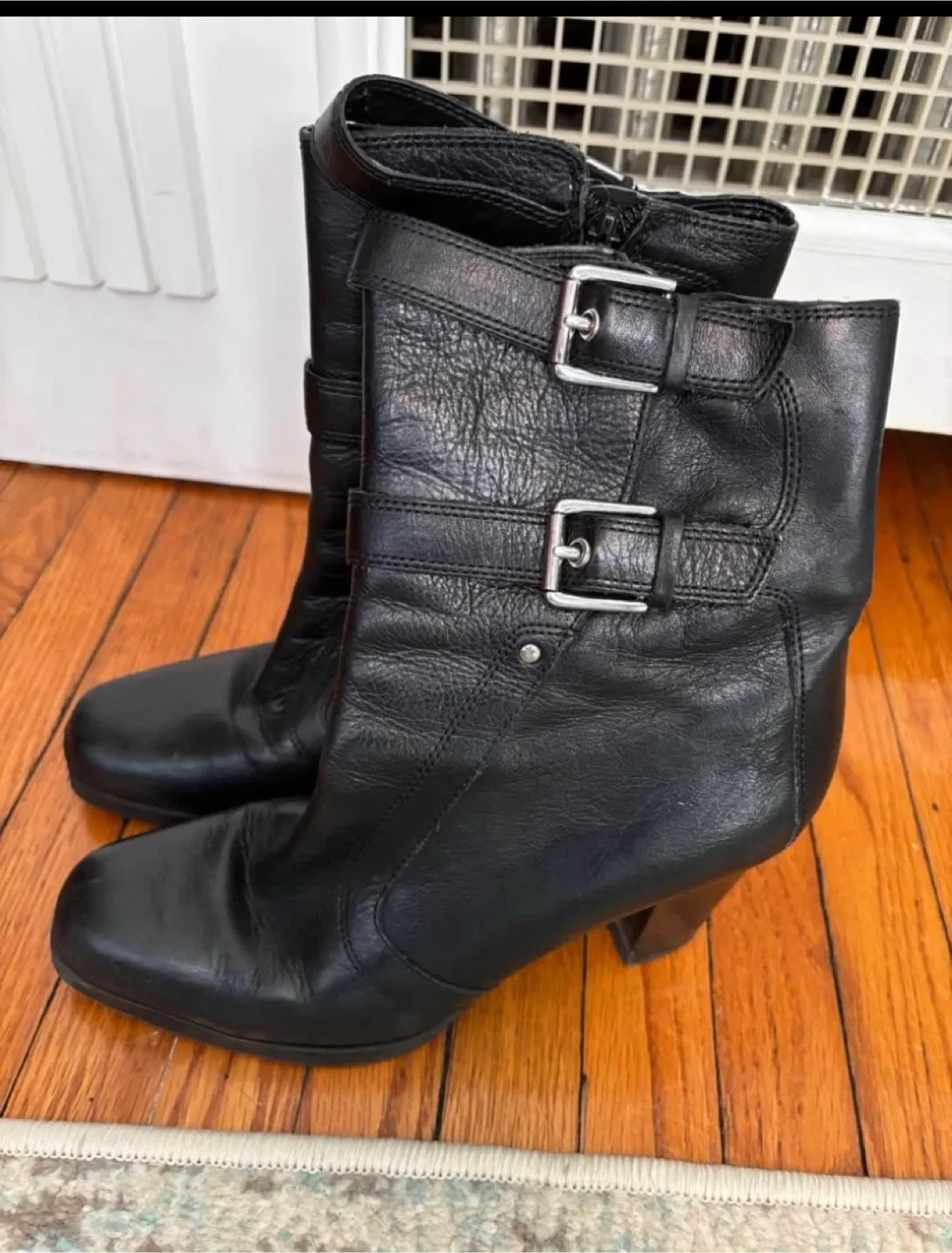 Black Leather Ankle Boots - Size 8 image indicator(2)