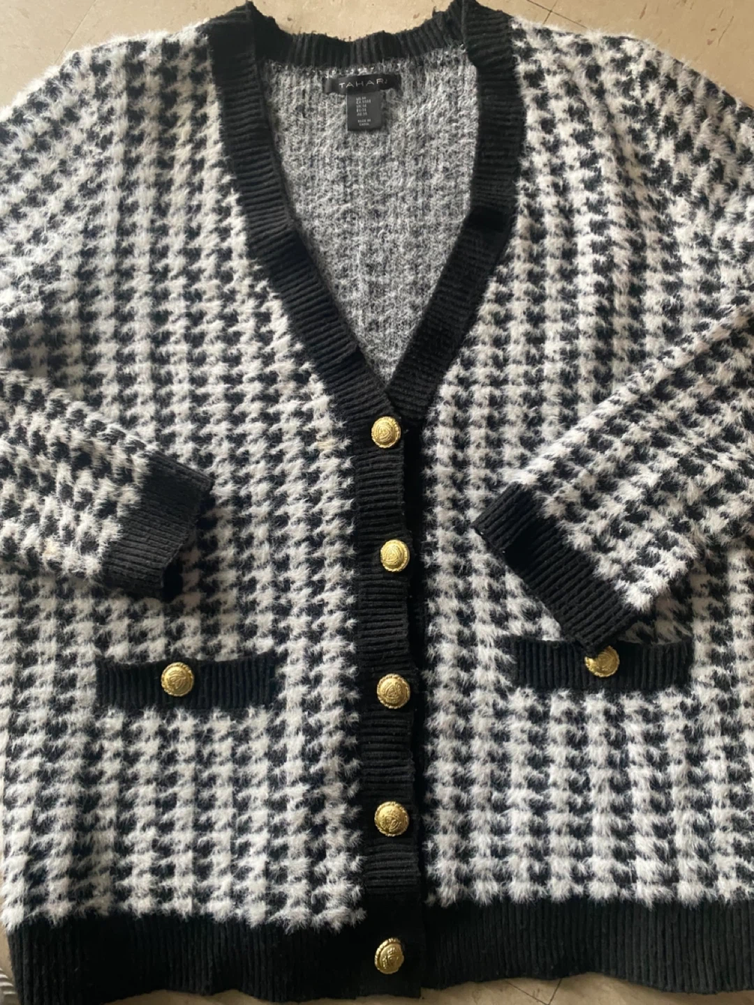 Tahari Houndstooth Cardigan, Size S - photo 4