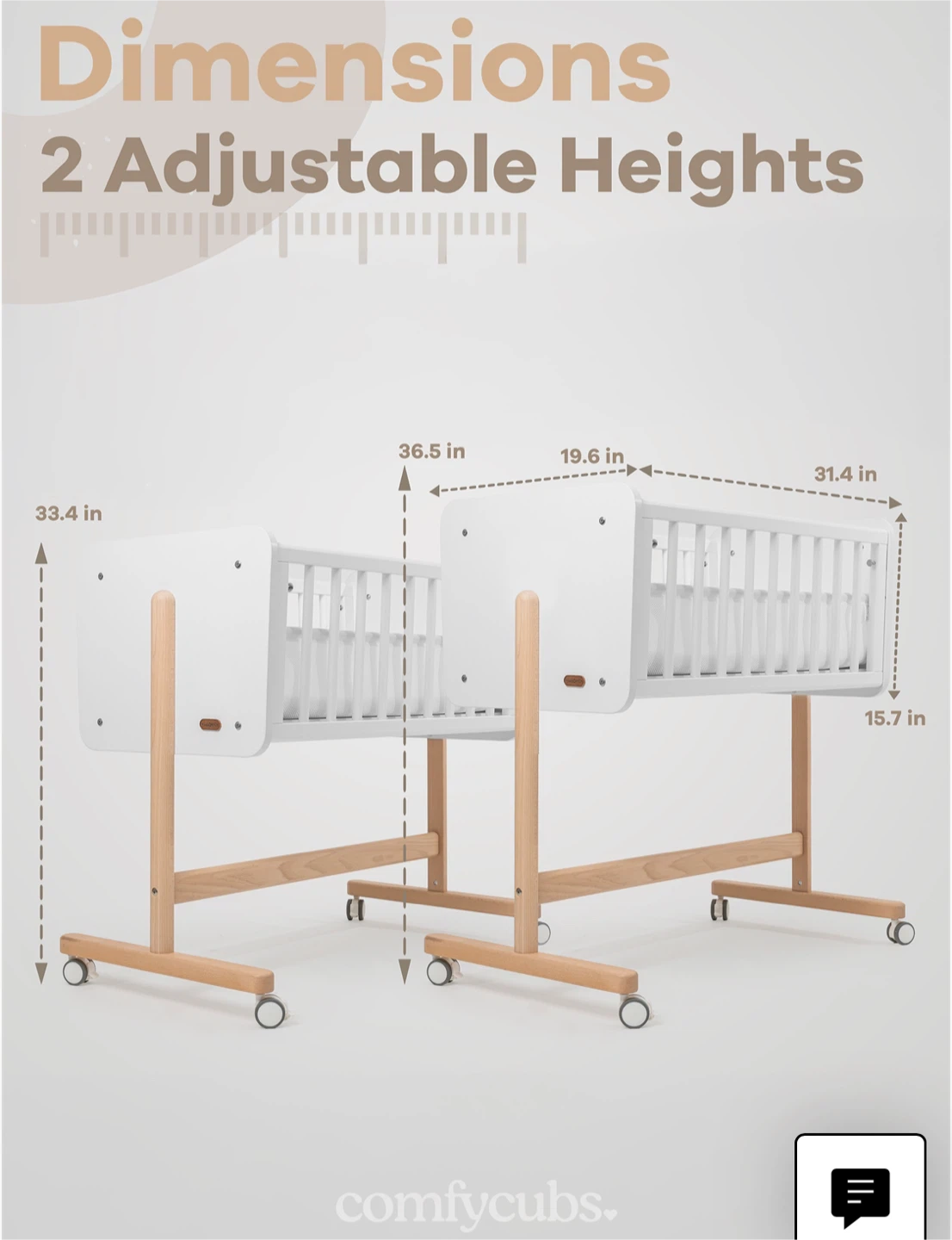 Comfycubs Wooden Bedside Bassinet Sleeper - photo 3