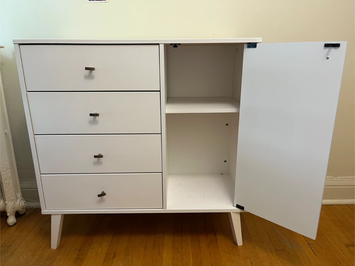 White Dresser with 4 Drawers & Cabinet - photo 2