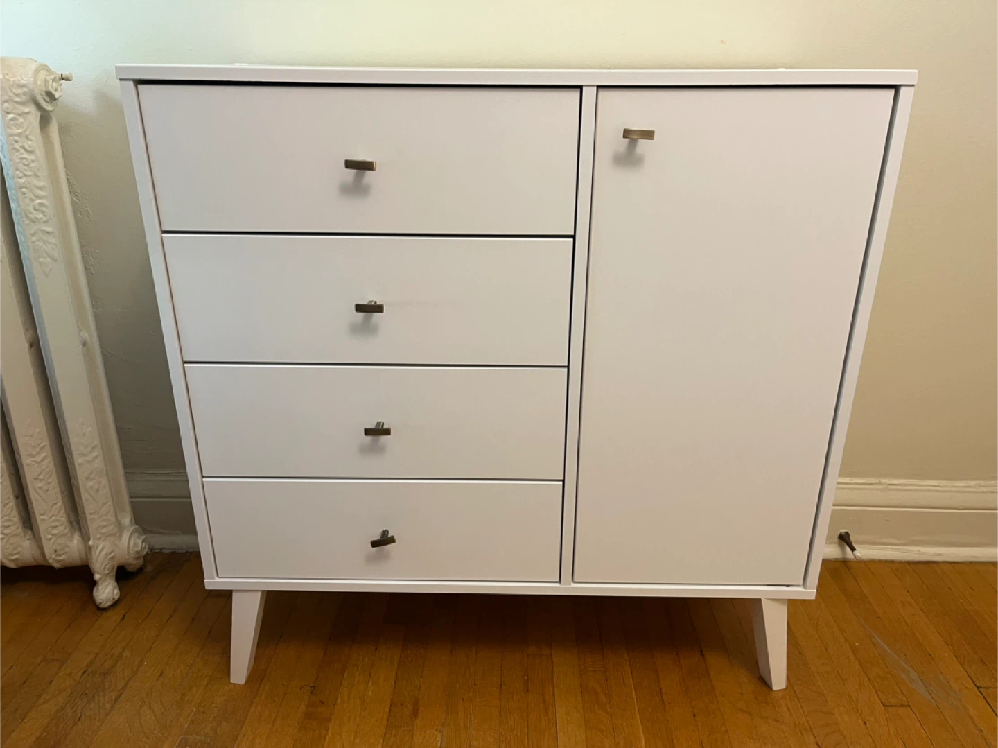 White Dresser with 4 Drawers & Cabinet