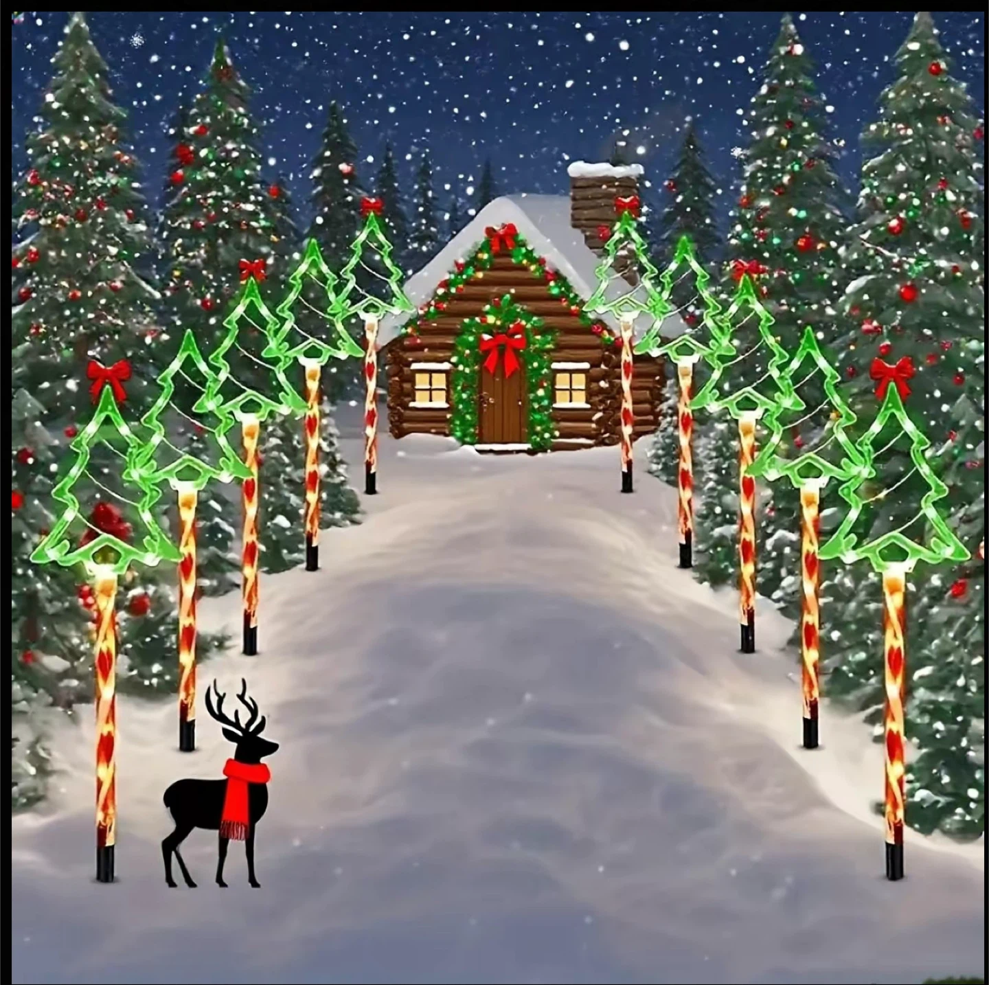 Christmas Solar Pathway Lights Outdoor Decorations