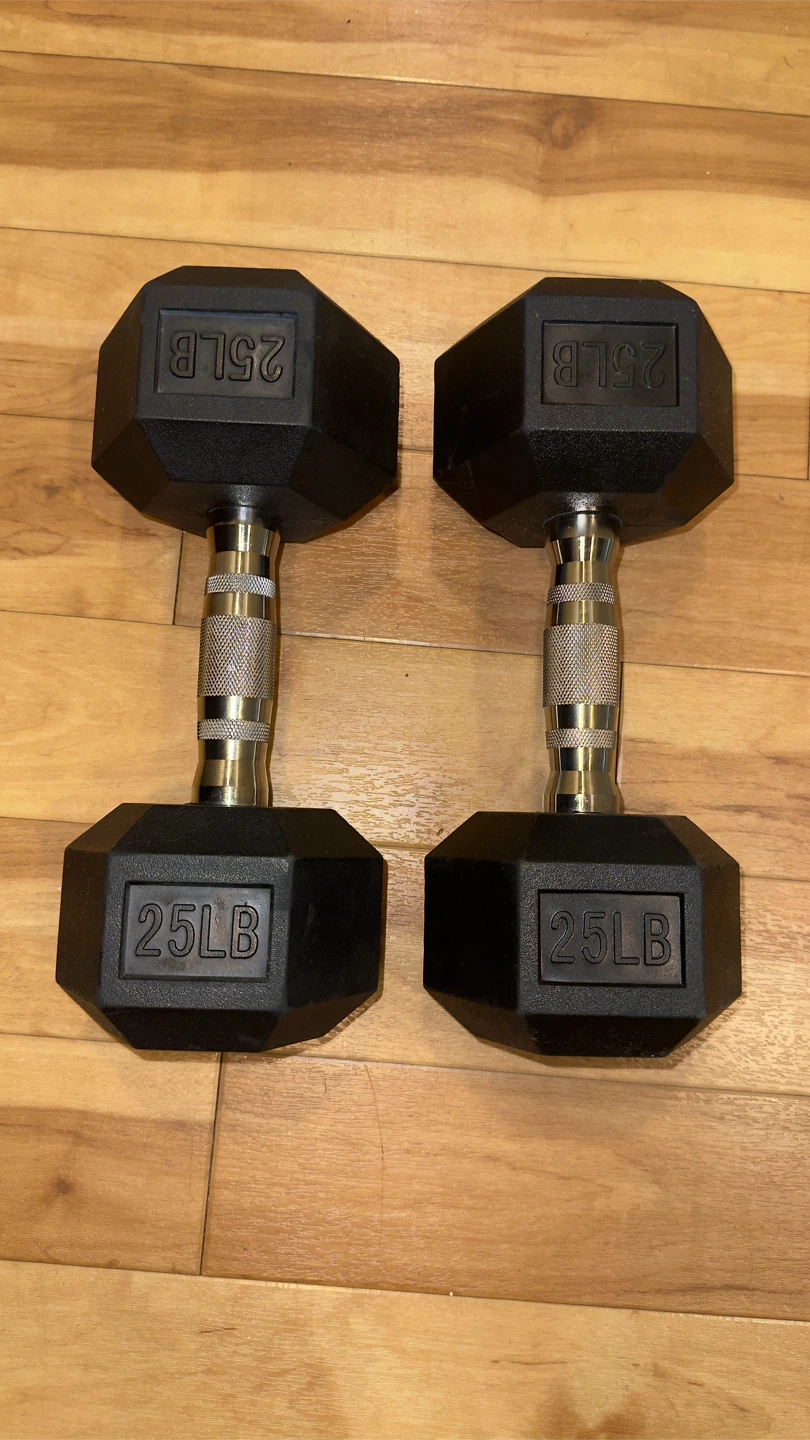 Pair of 25lb Hex Dumbbells