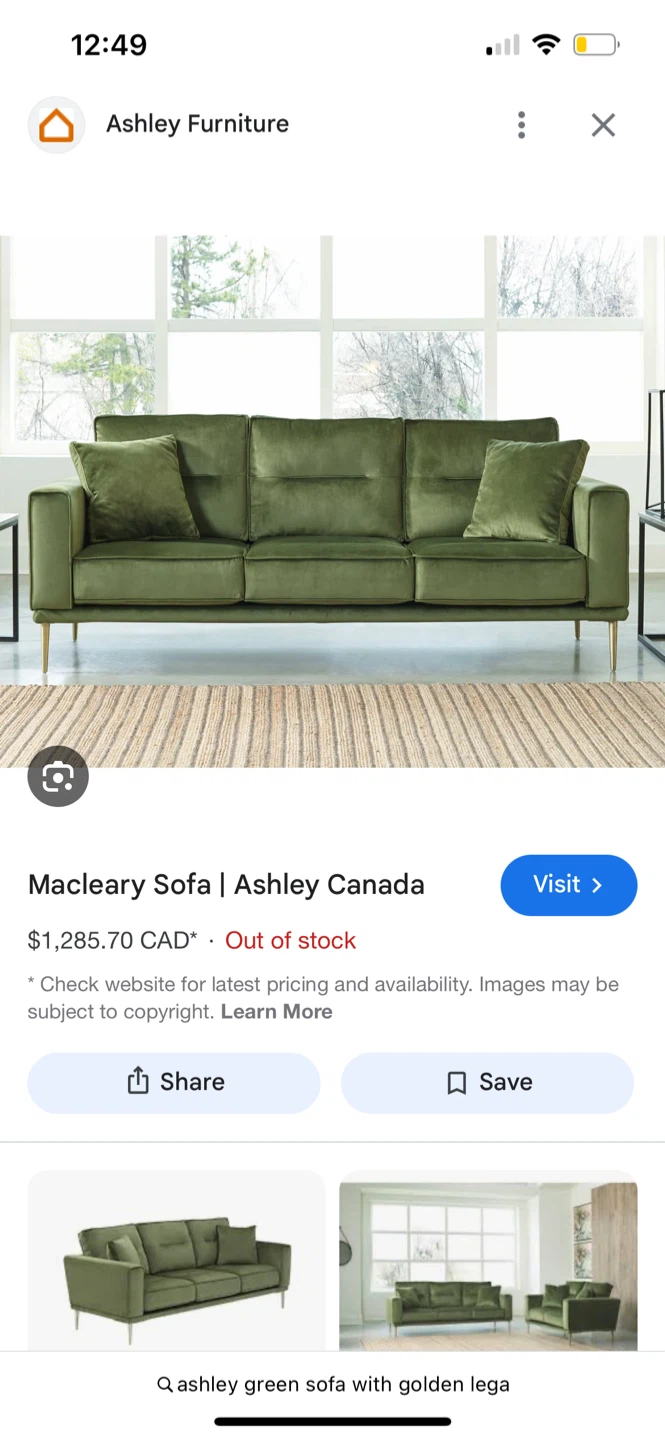 Ashley Macleary Sofa - Olive Green - photo 3