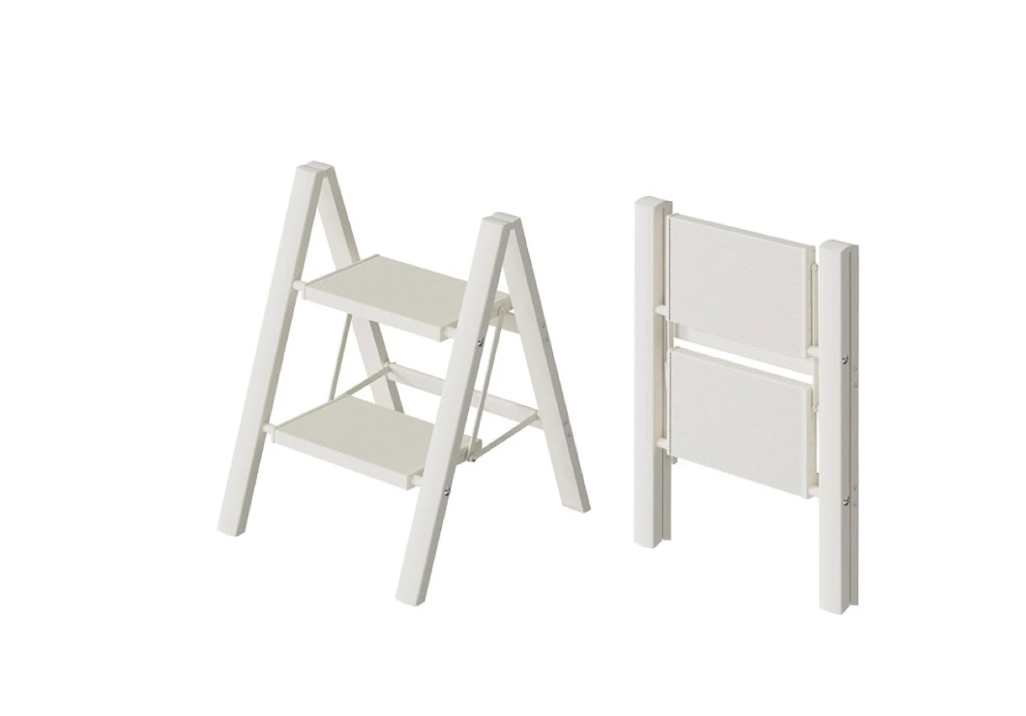 Folding 2-Step Ladder Stool - White